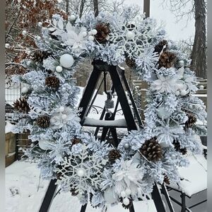 Handmade Snowflake Winter Wreath 24"
